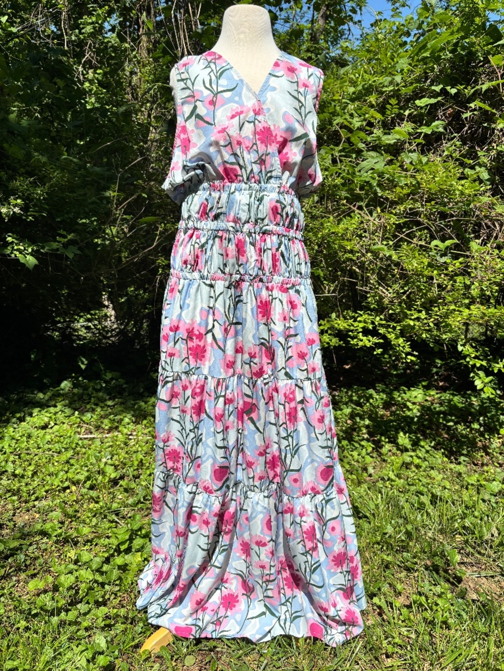 Floral Pastel Cutout Sleeveless Dress